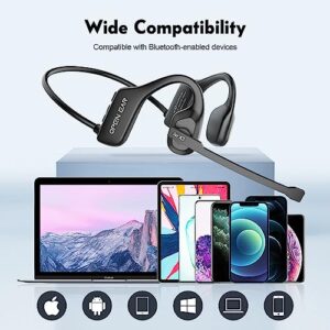 Aimopt Open Ear Headphones, Air Conduction Bluetooth Headset, Wireless Headphones with Noise-Canceling Microphone, Headset with Mic for Laptop Work, Study, Running and Driving