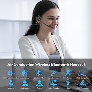 Aimopt Open Ear Headphones, Air Conduction Bluetooth Headset, Wireless Headphones with Noise-Canceling Microphone, Headset with Mic for Laptop Work, Study, Running and Driving