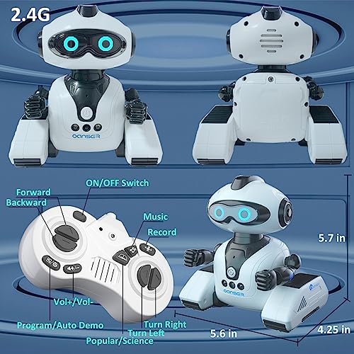 BUSYSIR Robot Toys for Kids - Gesture Sensing RC Robot Toys for Boys Girls, Smart Robot with DIY Arms, Music, Record, Program, Remote Control Toys Birthday Gifts for Kids Age 3 4 5 6 7 8 9