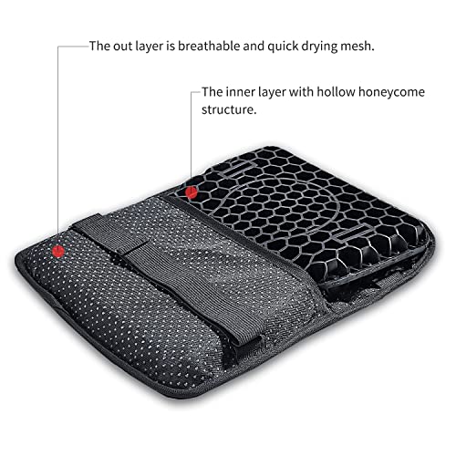 ELCYCO Motorcycle Gel Seat Cushion, Seat Cushion Available for Rear Passengers Honeycomb Structure Breathable Anti-Skid Shock Absorption Suitable for Long-Term Riding