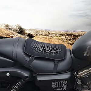 ELCYCO Motorcycle Gel Seat Cushion, Seat Cushion Available for Rear Passengers Honeycomb Structure Breathable Anti-Skid Shock Absorption Suitable for Long-Term Riding