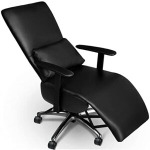 fibo gravity-sensing executive home ergonomic office chair reclining office chair with foot rest & headrest, high-back pu leather computer desk chairs with back & lumbar support task chair, (black)