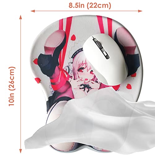 Funny Sexy Anime Mouse Pad 3D Cute Mouse Pad Office Ergonomic Computer Mouse Pad Kawaii Gaming Mousepad with Wrist Support Red