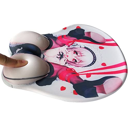 Funny Sexy Anime Mouse Pad 3D Cute Mouse Pad Office Ergonomic Computer Mouse Pad Kawaii Gaming Mousepad with Wrist Support Red