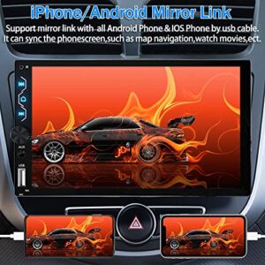 Double Din Car Stereo with Dash Cam,7 Inch Full HD Touchscreen Car Stereo Receiver Support with Apple Carplay and Android Auto,Car Stereo with Bluetooth,Mirror Link,Backup Camera,FM/USB/AUX/Subwoofer