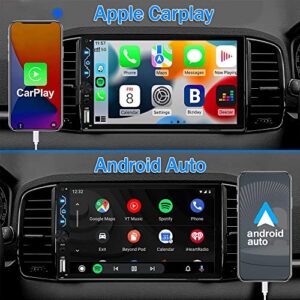 Double Din Car Stereo with Dash Cam,7 Inch Full HD Touchscreen Car Stereo Receiver Support with Apple Carplay and Android Auto,Car Stereo with Bluetooth,Mirror Link,Backup Camera,FM/USB/AUX/Subwoofer