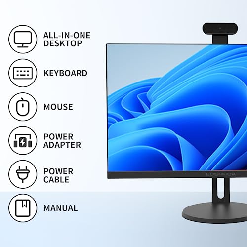 24” All-in-One Computers, Intel i5 Quad-Core Desktop Computer with Camera, 16G Ram 512G SSD IPS HD Display, WiFi Bluetooth for Home Entertainment Business Office