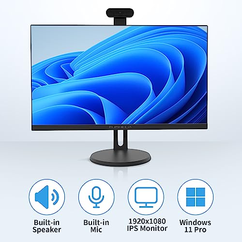 24” All-in-One Computers, Intel i5 Quad-Core Desktop Computer with Camera, 16G Ram 512G SSD IPS HD Display, WiFi Bluetooth for Home Entertainment Business Office