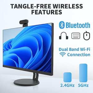 24” All-in-One Computers, Intel i5 Quad-Core Desktop Computer with Camera, 16G Ram 512G SSD IPS HD Display, WiFi Bluetooth for Home Entertainment Business Office