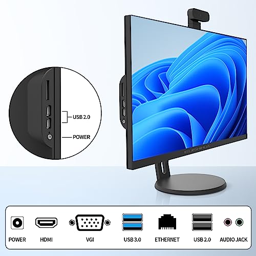 24” All-in-One Computers, Intel i5 Quad-Core Desktop Computer with Camera, 16G Ram 512G SSD IPS HD Display, WiFi Bluetooth for Home Entertainment Business Office