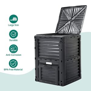 YITAHOME Large Outdoor Compost Bin, 80 Gallon (300L) Composter Box with Snap-on Top Lid and Aeration System, Lightweight Garden Compost Barrel Tumbler, Easy Assembly, BPA Free