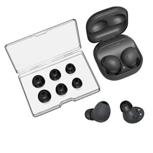 3 pairs memory foam ear tips for samsung galaxy buds 2 pro, super comfort & anti-slip replacement ear tips, no silicone eartips pain, with storage box and fit in the charging case, black | s m l