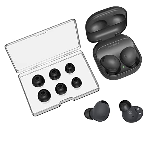 3 Pairs Memory Foam Ear Tips for Samsung Galaxy Buds 2 Pro, Super Comfort & Anti-Slip Replacement Ear Tips, No Silicone Eartips Pain, with Storage Box and Fit in The Charging Case, Black | S M L