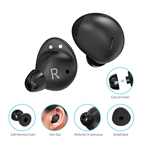 3 Pairs Memory Foam Ear Tips for Samsung Galaxy Buds 2 Pro, Super Comfort & Anti-Slip Replacement Ear Tips, No Silicone Eartips Pain, with Storage Box and Fit in The Charging Case, Black | S M L