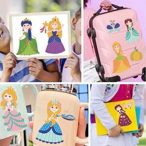 Nsuebck Diamond Painting Kits for Kids - 18 Pcs Princesses Gem Art Stickers for Girls - Paint by Number Crafts Birthday Gifts for Kids Ages 4 6 7 8-12