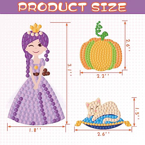 Nsuebck Diamond Painting Kits for Kids - 18 Pcs Princesses Gem Art Stickers for Girls - Paint by Number Crafts Birthday Gifts for Kids Ages 4 6 7 8-12