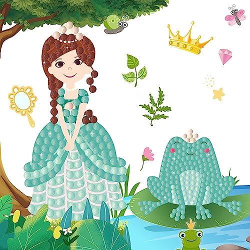 Nsuebck Diamond Painting Kits for Kids - 18 Pcs Princesses Gem Art Stickers for Girls - Paint by Number Crafts Birthday Gifts for Kids Ages 4 6 7 8-12