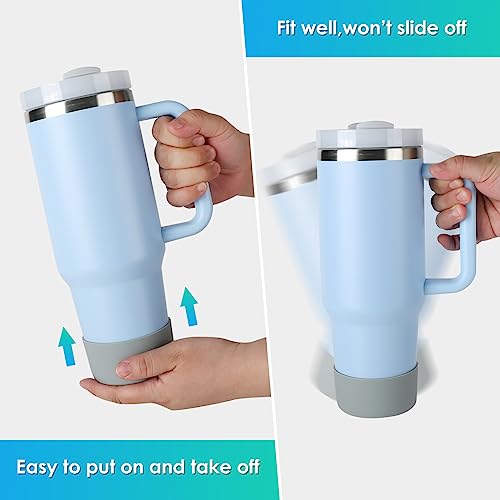 KRISREL 2 Pack Silicone Boot for Quencher 40 oz Tumbler IceFlow 20oz&30oz, Water Bottle Bottom Sleeve for Stanly Cup Accessories（2 Pack，Clear）