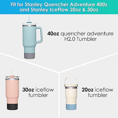 KRISREL 2 Pack Silicone Boot for Quencher 40 oz Tumbler IceFlow 20oz&30oz, Water Bottle Bottom Sleeve for Stanly Cup Accessories（2 Pack，Clear）