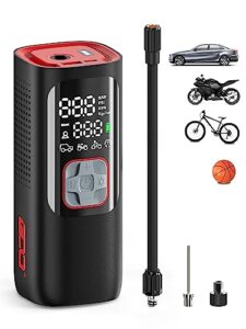 bdo tire inflator - portable air compressor, upgrade 2.5x faster 160psi cordless tire inflator, tire air pump with dual lcd display, auto-shutoff, air compressor for car, motorcycle, bike, ball
