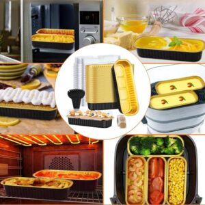 Mini Loaf Pans with Lids, 6.8oz Mini Cake Pans Aluminum Foil Mini Loaf Baking Pans 50Pcs Disposable Long Baking Cups Muffin Tins Brownie Bread Pan Cupcake Liners for Wedding Birthday Party (Black)