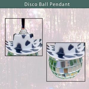 Mxkoso Disco Ball Car Accessory,Car Disco Ball Cowboy Hat, Disco Ball Car,Cute Car Disco Ball,Disco Ball Necklaces for Birthday Party Accessory, Disco Car Charm (A04)