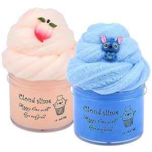 dahioqhaj cloud slime kit - 2 pack fluffy slime, non-sticky and super soft scented slime, girls and boys stress relief toy, best birthday gifts for kids