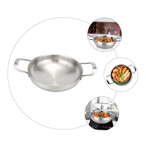 Yardwe 1pc Stainless Steel Soup Pot Stainless Steel Frying Pan Sauce Pan with Lid Korean Cookware Kitchen Deep Fryer Ramen Cooking Pot Metal Serving Platter Stainless Ramen Pot Silver