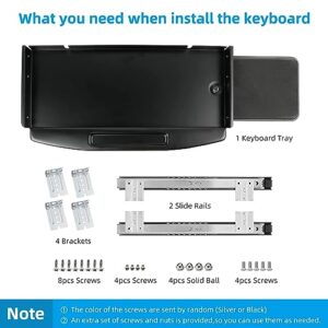 Desk Keyboard Tray with 360 Rotating Mouse Platform, 28"L X 10"W Keyboard Tray Under Desk, Steel Keyboard Shelf Sliding, Under Desk Mounted Keyboard Holder, Keyboard Drawer Under Desk Slide