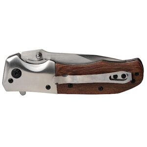 Rolsch - Wood handled Pocket Knife - Spring Assisted Folding Knife – Stainless Steel Blade and Rosewood Handle with Pocket Clip - Great Folding Knife for Hunting, Camping, Survival, Tactical, EDC