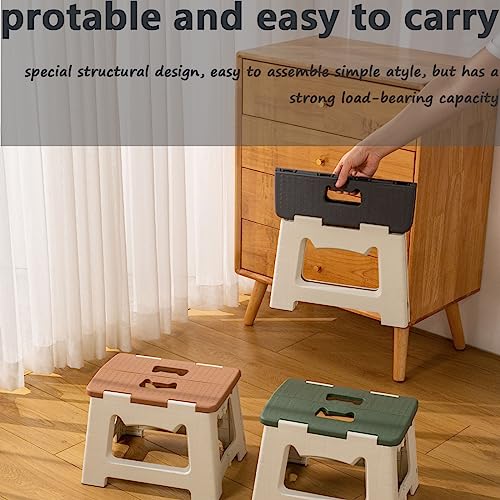 Folding Step Stool - Foot Stool with 9 Inch Height - Holds Up to 330 lbs - Lightweight Plastic Foldable Step Stool for Kids, Kitchen, Bathroom & Living Room (Pack of 1) (Black)