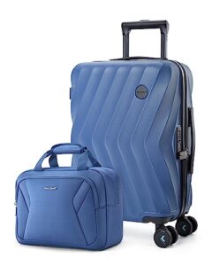 bagsmart carry on luggage, 2 piece luggage sets, pc hardside suitcase airline approved, 20 inch luggage with spinner wheels, travel luggage hard shell suitcases set with duffle bag for men women, blue