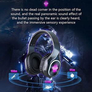 5.2 Bluetooth Headphones Over-Ear, Wireless Gaming Headset, Luminous Dual Mode Headphones, Lightweight Head-Mounted Wireless Headphones with HiFi Stereo, LED Light, Cool Stuff (Black)