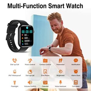 FTTMWTAG Smart Watch (Answer/Make Calls), 1.85 Inch Fitness Tracker Watches for Android/iOS Phones, Bluetooth Watch Text Message, Heart Rate, Sleep Monitor, 120 Sports Modes, Waterproof for Women Men