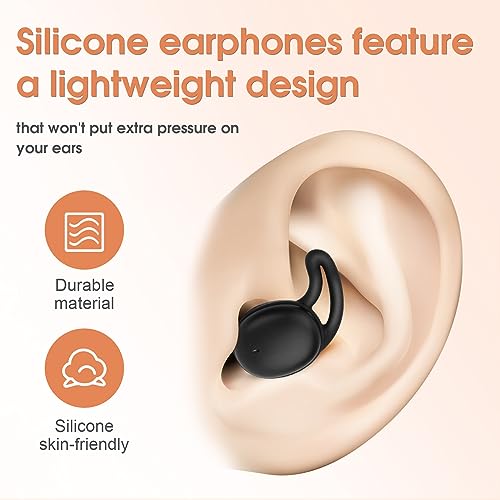 REMCCI Wireless Sleep Earbuds Headphones Bluetooth 5.3 Strengthen Noise Cancelling,Block External Noise,Touch Control Comfortable Silicone Material