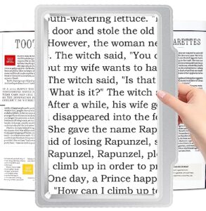5x large page magnifying glass for reading, full-page viewing area magnifier handheld lightweight magnifier for reading seniors and low vision person silver