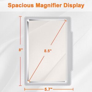 5X Large Page Magnifying Glass for Reading, Full-Page Viewing Area Magnifier Handheld Lightweight Magnifier for Reading Seniors and Low Vision Person Silver