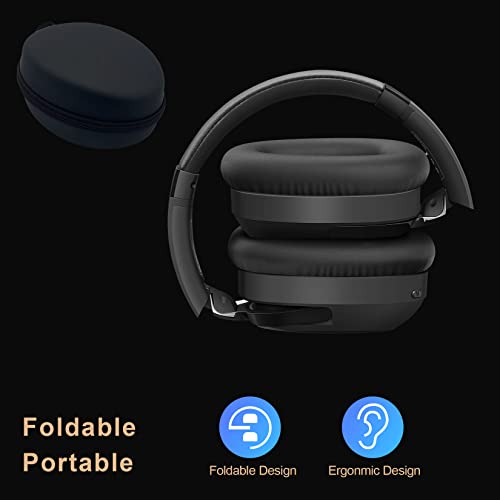 CENCENXIN-S4 Over-Ear Active Noise Cancelling Headphones Foldable Headphones Bluetooth Headphones-with Mic 80H Playtime Comfortable Earcups(Black)