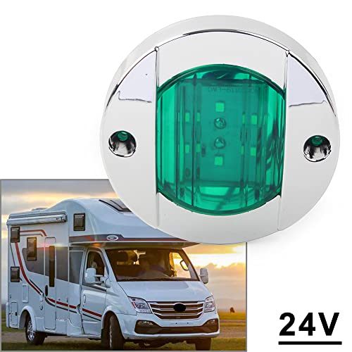 Lirun Universal Round 6 LED 24V Side Marker Clearance Light For Truck Trailer Pickup SUV Caravan Boat, Green Lens