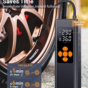 Pumteck Tire Inflator Portable Air Compressor: 150PSI Tire Pump with Dual Power Included 7800mAh Battery & 12v DC Adapter - Electric Wheel Pump with LED Digital Display for Car Motorcycle Bike Ball