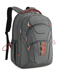 bagsmart large travel backpack for women men,laptop backpack flight approved carry on computer bag fits 17 inch laptop,water resistant outdoor backpack for hiking business,grey