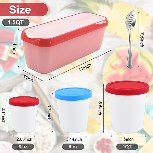 VEENE Ice Cream Containers-Ice Cream Containers For Homemade Ice Cream (7Pcs) And A Spoon-Reusable Ice Cream Containers With Lids-Creami Pint Containers-Ice Cream Storage Containers For Freezer