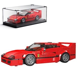 mould king speed champion racing car building kit with acrylic display case, f40 super car building blocks construction toy, collectible model cars building sets for adult and kids 8+ (338 pieces)