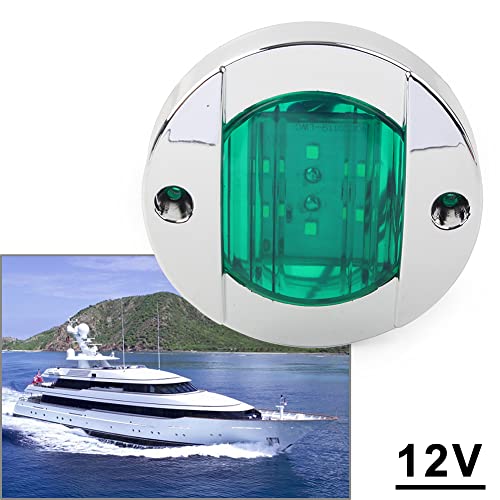 Lirun Universal Round 6 LED 12V Side Marker Clearance Light For Truck Trailer Pickup SUV Caravan Boat, Green Lens