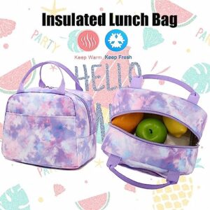 Jumpopack Backpack for Girls School Backpack for Girls Backpack for Elementary Middle School Bag for Kids Bookbag Teen Girls Backpack with Lunch Box (Tie Dye Purple)