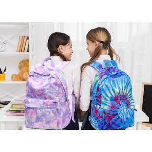 Jumpopack Backpack for Girls School Backpack for Girls Backpack for Elementary Middle School Bag for Kids Bookbag Teen Girls Backpack with Lunch Box (Tie Dye Purple)