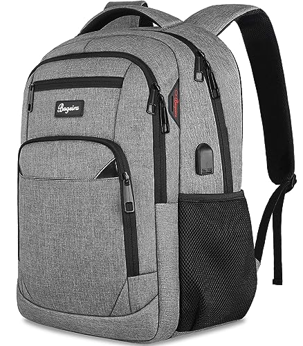 Travel Laptop Backpack for men women, School Backpacks for teen boys 15.6 Inch Durable Water Resistant Anti Theft Bookbag with USB Charging Port, College High School Business Computer Bookbags, Grey