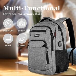 Travel Laptop Backpack for men women, School Backpacks for teen boys 15.6 Inch Durable Water Resistant Anti Theft Bookbag with USB Charging Port, College High School Business Computer Bookbags, Grey