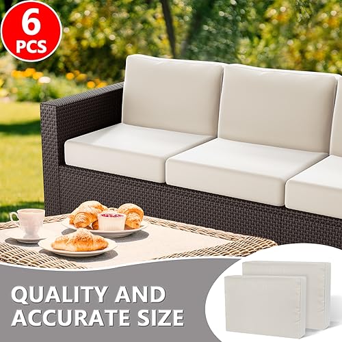 SUSIE'S GARDEN 6p Outdoor Cushion Slipcovers Outdoor Patio Cushions Covers Replacement Waterproof with Zipper for 3-Seat Outdoor Rattan Sofa Patio Furniture Cushion Covers Grey, Covers Only