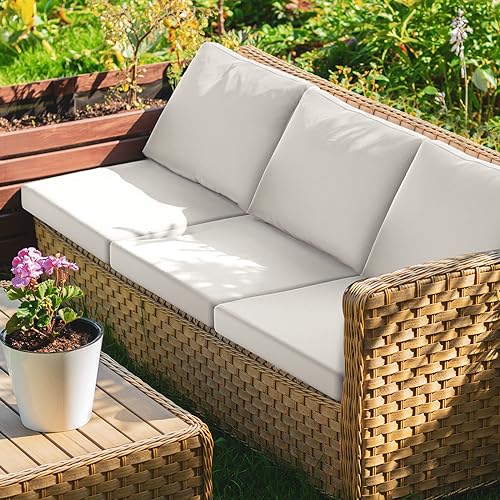 SUSIE'S GARDEN 6p Outdoor Cushion Slipcovers Outdoor Patio Cushions Covers Replacement Waterproof with Zipper for 3-Seat Outdoor Rattan Sofa Patio Furniture Cushion Covers Grey, Covers Only